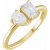 Two-Stone Pear & Emerald Shape Lab-Grown Diamond Ring in 14K Yellow Gold