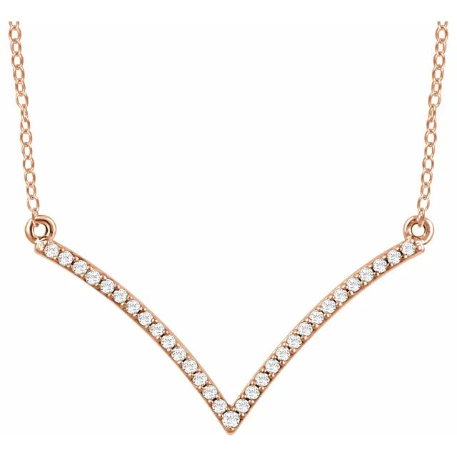 Fly South V Natural Diamond 18" Necklace 14K Rose Gold