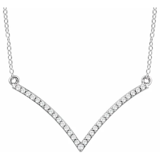 Fly South V Natural Diamond 18" Necklace 14K White Gold