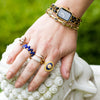 Vintage Victorian Etruscan 14K Yellow Gold Blue Sapphire and Diamond Bangle Bracelet