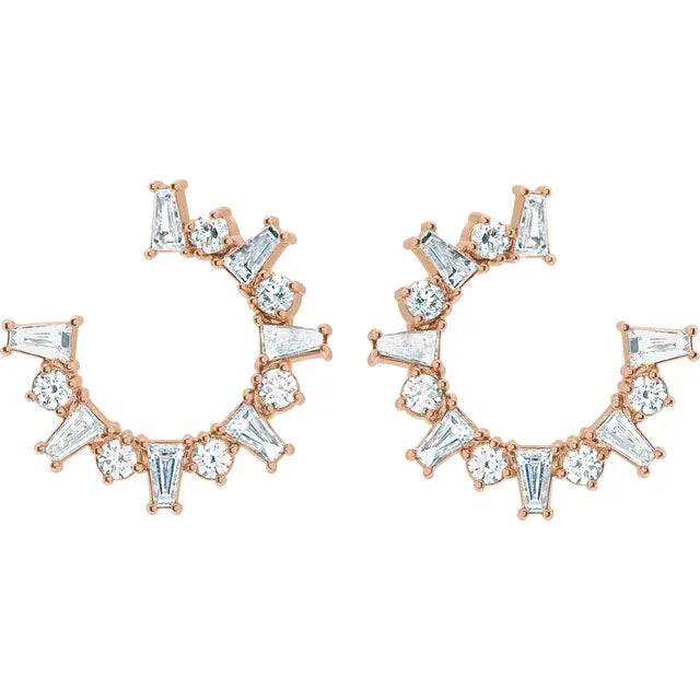 Wear Everyday™ Fresh Front Facing 1 CTW Natural Diamond Hoop Earrings 14K Rose Gold