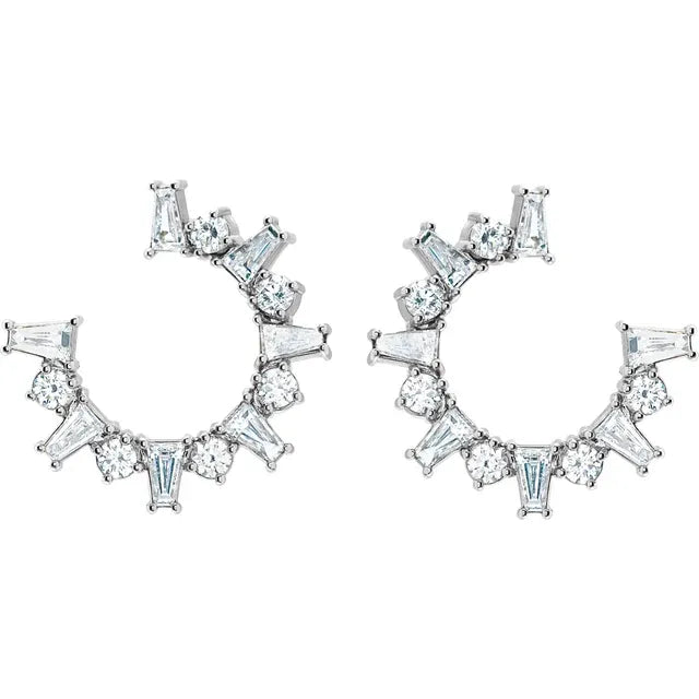 Wear Everyday™ Fresh Front Facing 1 CTW Natural Diamond Hoop Earrings 14K White Gold