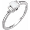 Art Deco Style White Enamel & Natural Diamond Ring in 14K White Gold