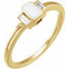Art Deco Style White Enamel & Natural Diamond Ring in 14K Yellow Gold