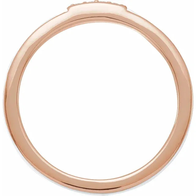 White Enamel & Natural Diamond Stackable Ring in 14K Rose Gold Top View 