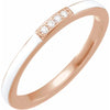 White Enamel & Natural Diamond Stackable Ring in 14K Rose Gold 