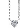 Heart Shaped Natural White Sapphire 14K White Gold Necklace