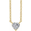 Heart Shaped Natural White Sapphire 14K Yellow Gold Necklace