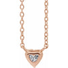 Heart Shaped Natural White Sapphire 14K Rose Gold Necklace