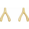 Wishbone Stud Earrings 14K Yellow Gold 
