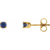Youth Birthstone Stud Earrings 3 MM Round Lab-Grown or Natural Blue Sapphire 14K Yellow Gold