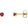 Youth Birthstone Stud Earrings 3 MM Round Lab-Grown or Natural Ruby 14K Yellow Gold
