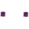 Youth Birthstone Stud Earrings 3 MM Round Natural Amethyst 14K Yellow Gold