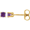 Youth Birthstone Stud Earrings 3 MM Round Natural Amethyst 14K Yellow Gold
