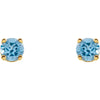 Youth Birthstone Stud Earrings 3 MM Round Natural Swiss Blue Topaz 14K Yellow Gold
