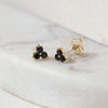 Black Spinel Zodiac Three Stone Stud Earrings 