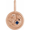 Natural Diamond and Blue Sapphire Zodiac Capricorn Charm Pendant 14K Rose Gold