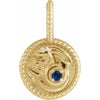 Natural Diamond and Blue Sapphire Zodiac Capricorn Charm Pendant 14K Yellow Gold