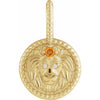 Natural Diamond and Citrine Zodiac Leo Charm Pendant 14K Yellow Gold